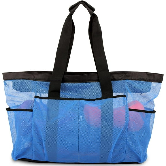 Extra Large Beach Bag, XL Mesh Tote with Zipper and Pockets Ideal for Your Family Beach Trip