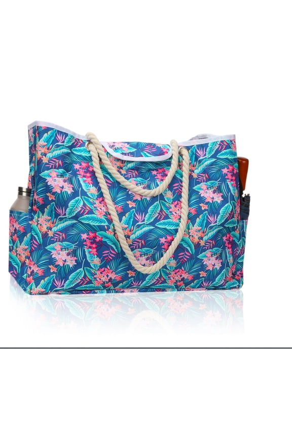 Extra Large Beach Bag and Pool Bag Women,100% Waterproof,Rope Handles, Top Magnet Clasp, Multiple Pockets for Travel, Gym, Beach Holiday