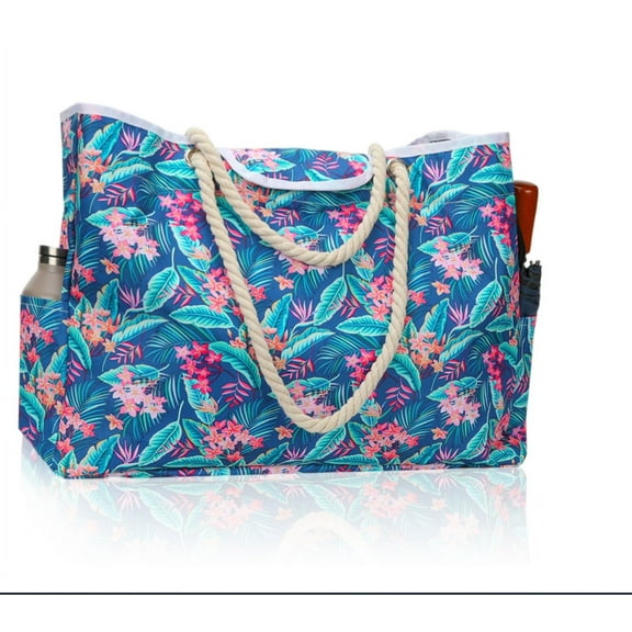 Extra Large Beach Bag and Pool Bag Women,100% Waterproof,Rope Handles, Top Magnet Clasp, Multiple Pockets for Travel, Gym, Beach Holiday