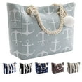 thumbnail image 1 of Extra Large Beach Bags Totes Women Waterproof Sandproof Big Tote Bag Zipper Inner Pockets Rope Handle Canvas with Zip Closure Swim Pool Gym Picnic Travel Weekend Accessorie Grey Anchor Handbag Gifts, 1 of 6