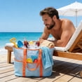 thumbnail image 1 of Extra Large Beach Tote Bag, Multi Functional Swimwear Storage Bag, Mesh Breathable Handheld Pouch for Towels Toiletries Beach Essentials, Perfect for Pool and Beach Trips, 15.7*7.9*15.7in, Blue, 1 of 6