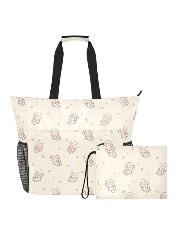 Extra Large Bear Cute Beach Bag for Women Waterproof Tote with Zipper Pockets
