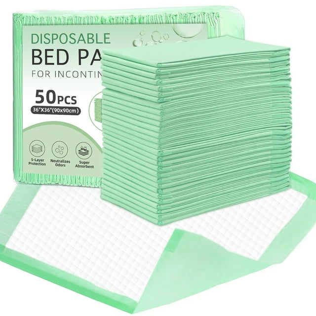 Extra Large Bed Pads 35"x35", 50 Count Disposable Underpad for