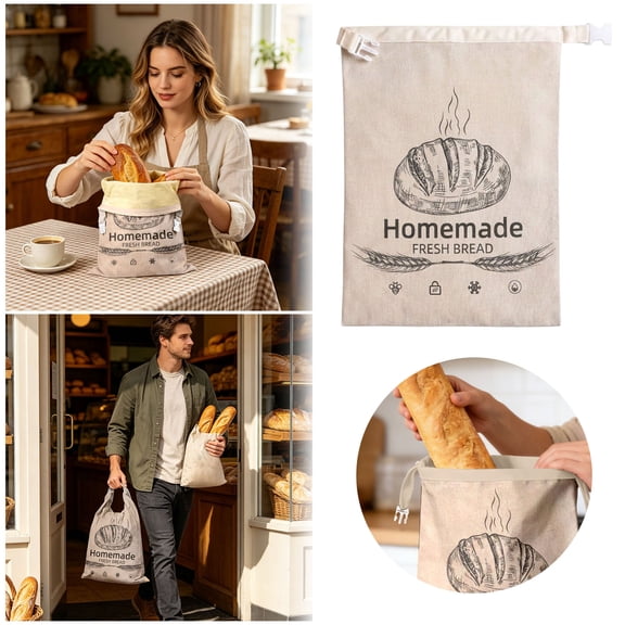 Extra Large Beeswax Food Storage Bag Washable Reusable Natural Wax Coated Bread Preservation Pouch Eco Friendly Kitchen Food Wrapper For Homemade Bread Fruit Vegetable Snack