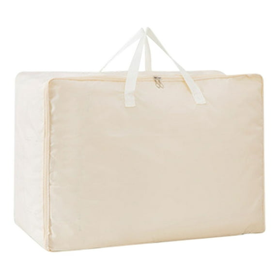Extra Large Beige Quilt Storage Organizer Bag Heavy Duty Clothes Comforter Packing Bag Foldable Moving Duffel Bag Blanket Bedding Storage Tote Bag