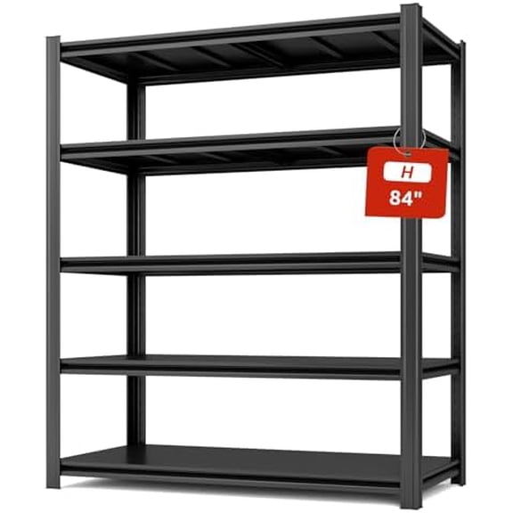 Extra Large/Big 55.12"W: Father&I Industrial Metal/Steel 5-Heavy-Dudy-Shelf-Rack Utility Tall Garage/Warehouse/Bin/Shed Storage Shelving Shelves Unit/System Adjustable , 84"*55.12*24", Black