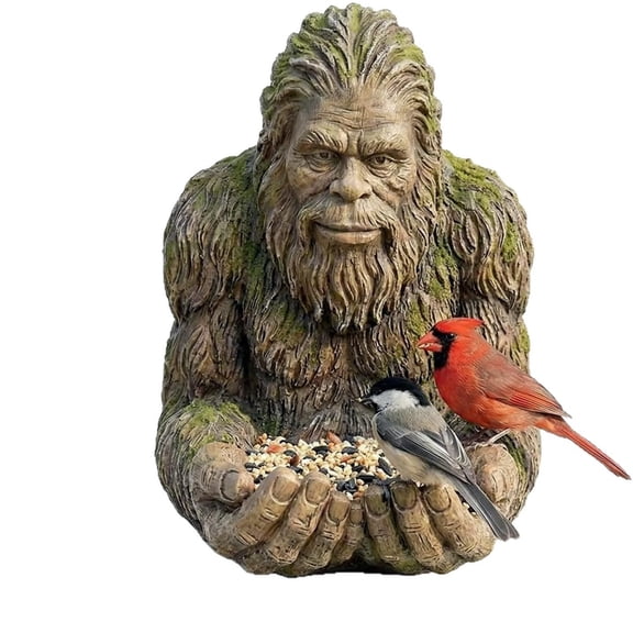 Extra Large Bigfoot Bird Feeder, 9.2 Inch Resin Sasquatch Statue, Waterproof Outdoor Garden Decor, Winter Bird Feeding Sculpture Gift for Bird Watchers & Gardeners