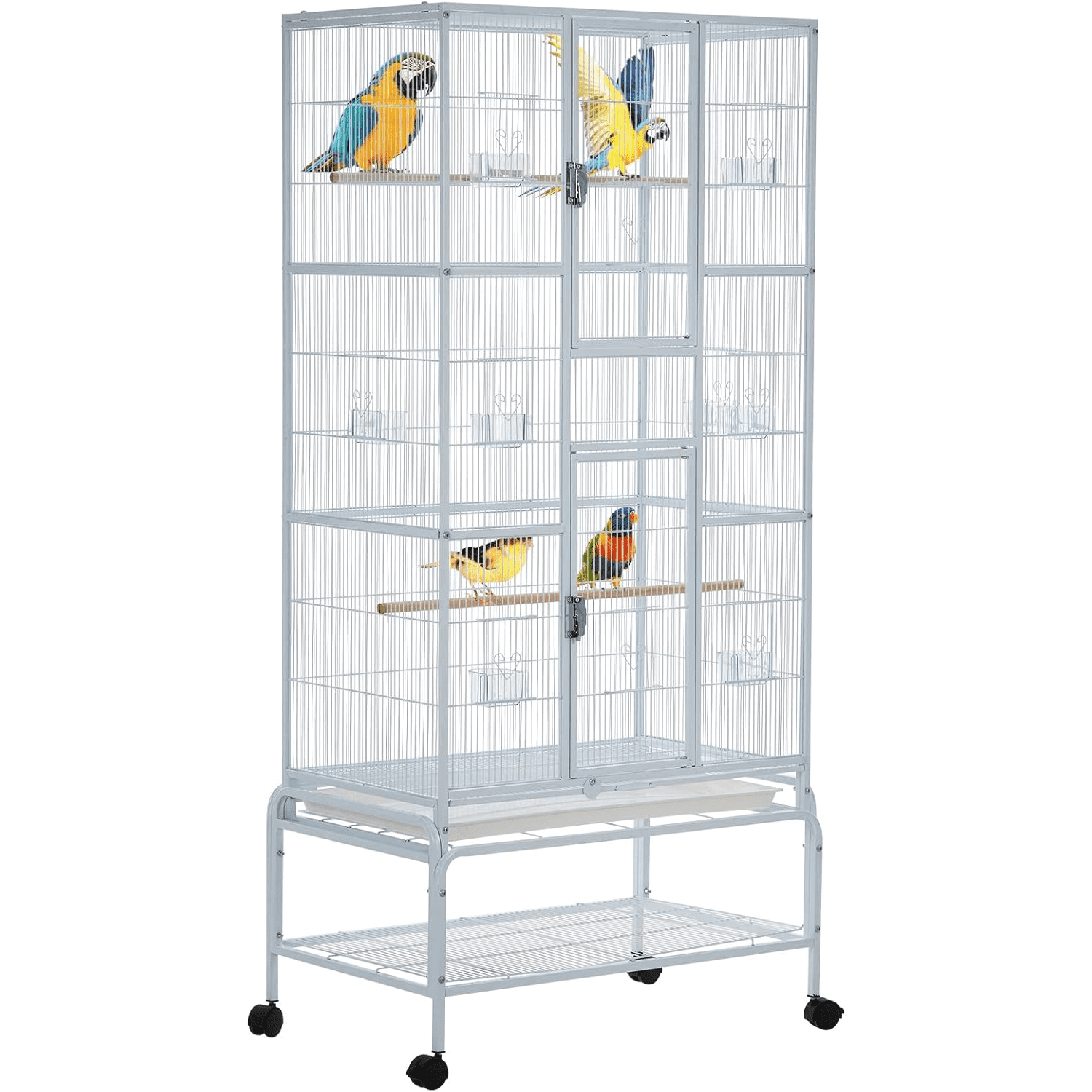 View of Extra Large Bird Cage,Metal Pet Cage with Detachable Stand for Many ...