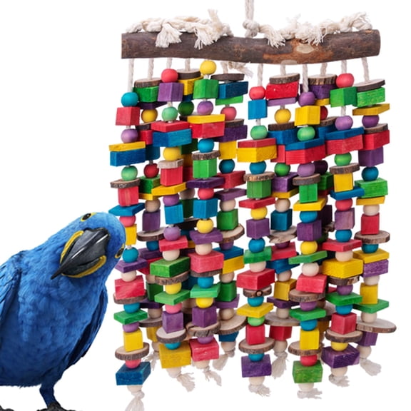Extra Large Bird Parrot Chewing Toy - Multicolored Natural Wooden Blocks Tearing Toy for Macaws Cockatoos African Grey Amazon