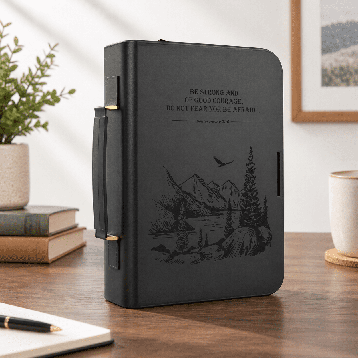 Extra Large Black Book Cover Case for Men, Faux Leather Carrying Holder ...