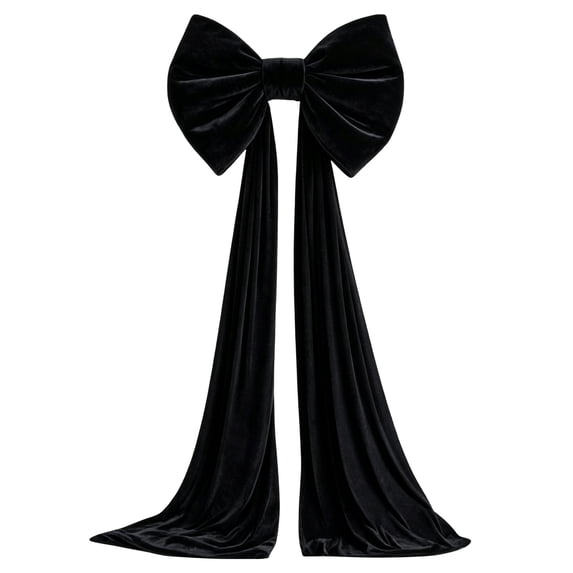 Extra Large Black Christmas Bow, Pre Made Giant Fluffy Tree Topper Wreath Ribbon, Big Holiday Bow Decor For Mantel, Door, Staircase, Gift Box Christmas Decoration