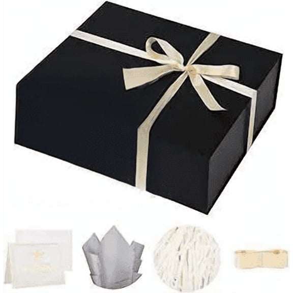 Extra Large Black Gift Box 20x16x7 Inch with Magnetic Closure Collapsible Set of 2