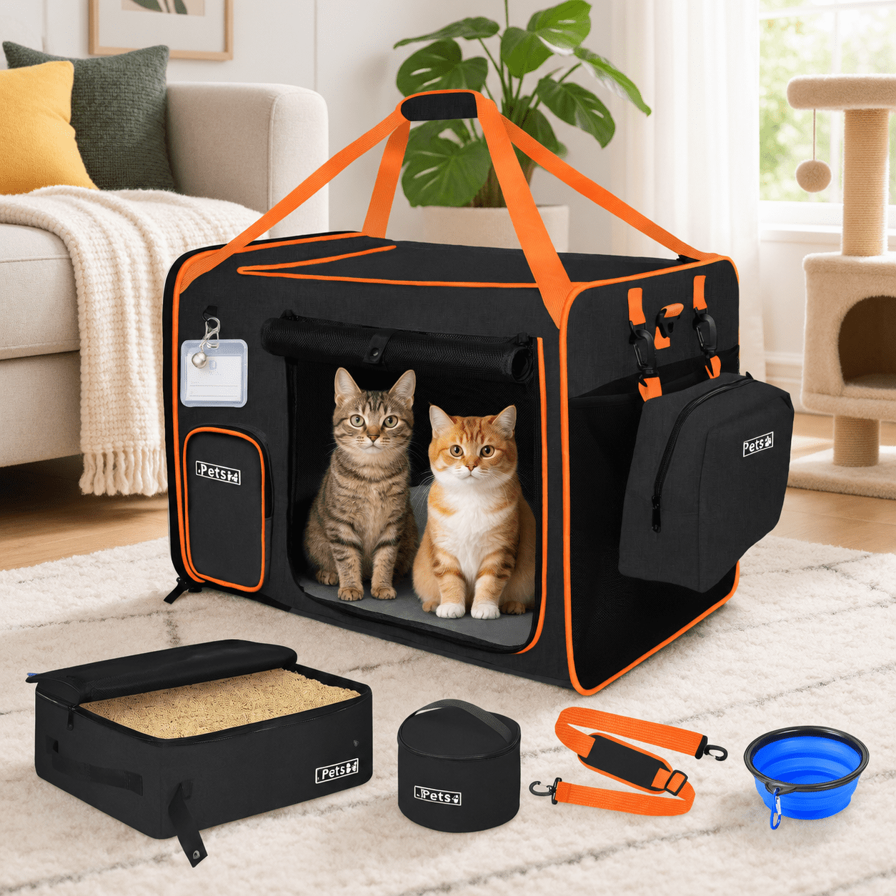 Pet Box Items Extra Large Black Pet Carrier with Litter Box for Car Travel - Walmart.com