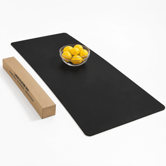 Extra Large Black Silicone Kitchen Counter Mat 120