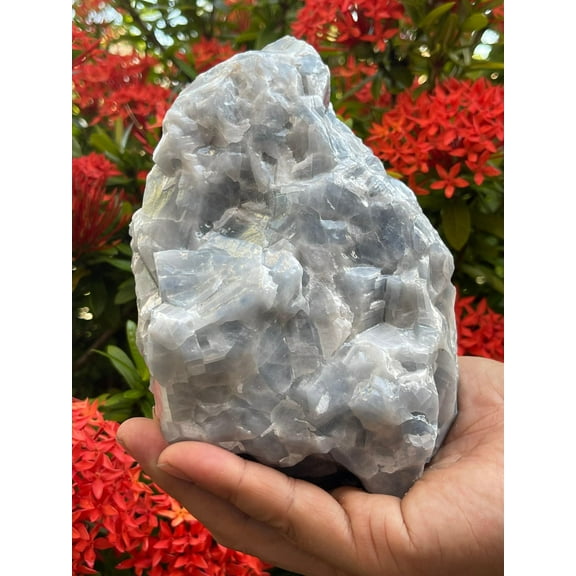 Extra Large Blue Calcite Rough Natural Stones, Raw Calcite Blue Crystals (1-2 Pounds)