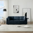Extra Large Blue Fabric Modular Sectional Sofa with Storage