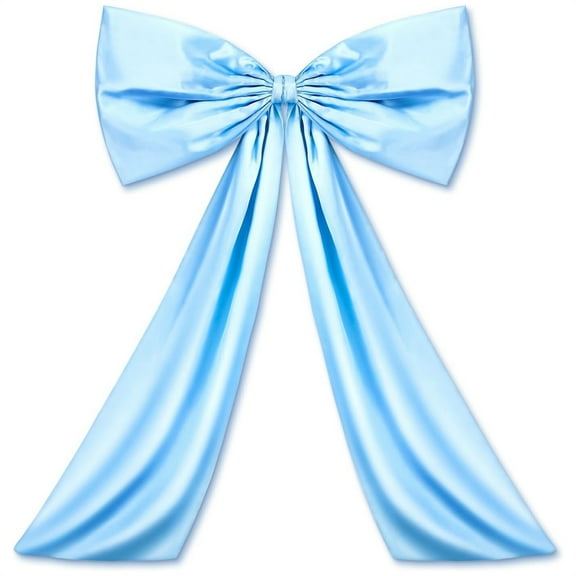 Extra Large Blue Ribbon Bow,8.2 x 5.9 Ft Satin Bowknot with Long Streamer,Giant Hanging Tie Bow,Wedding Anniversary Birthday Party Supplies,Door Windows Wall Decorations By Scheam