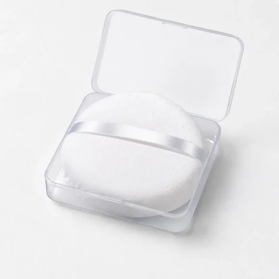Extra Large Body Powder Puffs with Ribbon Handle, 5-Inch Soft Velour Makeup Puffs for Loose Powder and Body Care, White, 2-Pack