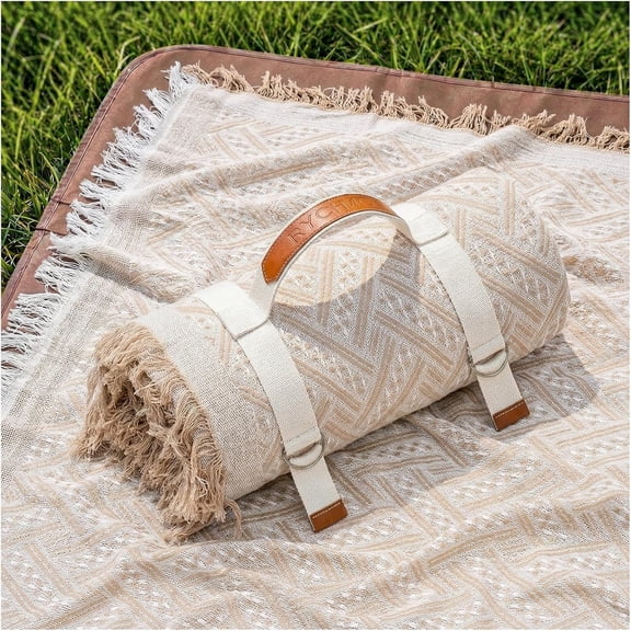 Extra Large Boho Beach Blanket Towel Sand Free Outdoor Picnic Mat 70''x70'' Brown