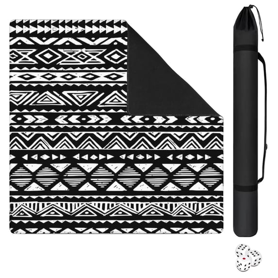 Extra Large Boho Style Anti-Skid Mahjong Mat 31.5 Inch Square Rubber Table Pad with Noise Reduction for Playing Chinese Tiles and Family Entertainment