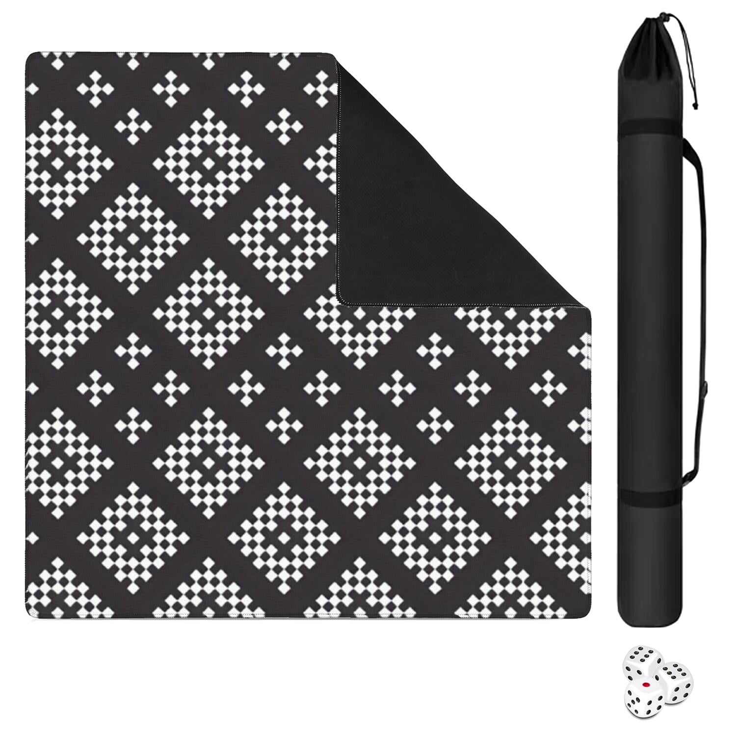 Extra Large Boho Style Anti-Skid Mahjong Mat 31.5 Inch Square Rubber Table Pad with Noise Reduction for Playing Chinese Tiles and Family Entertainment