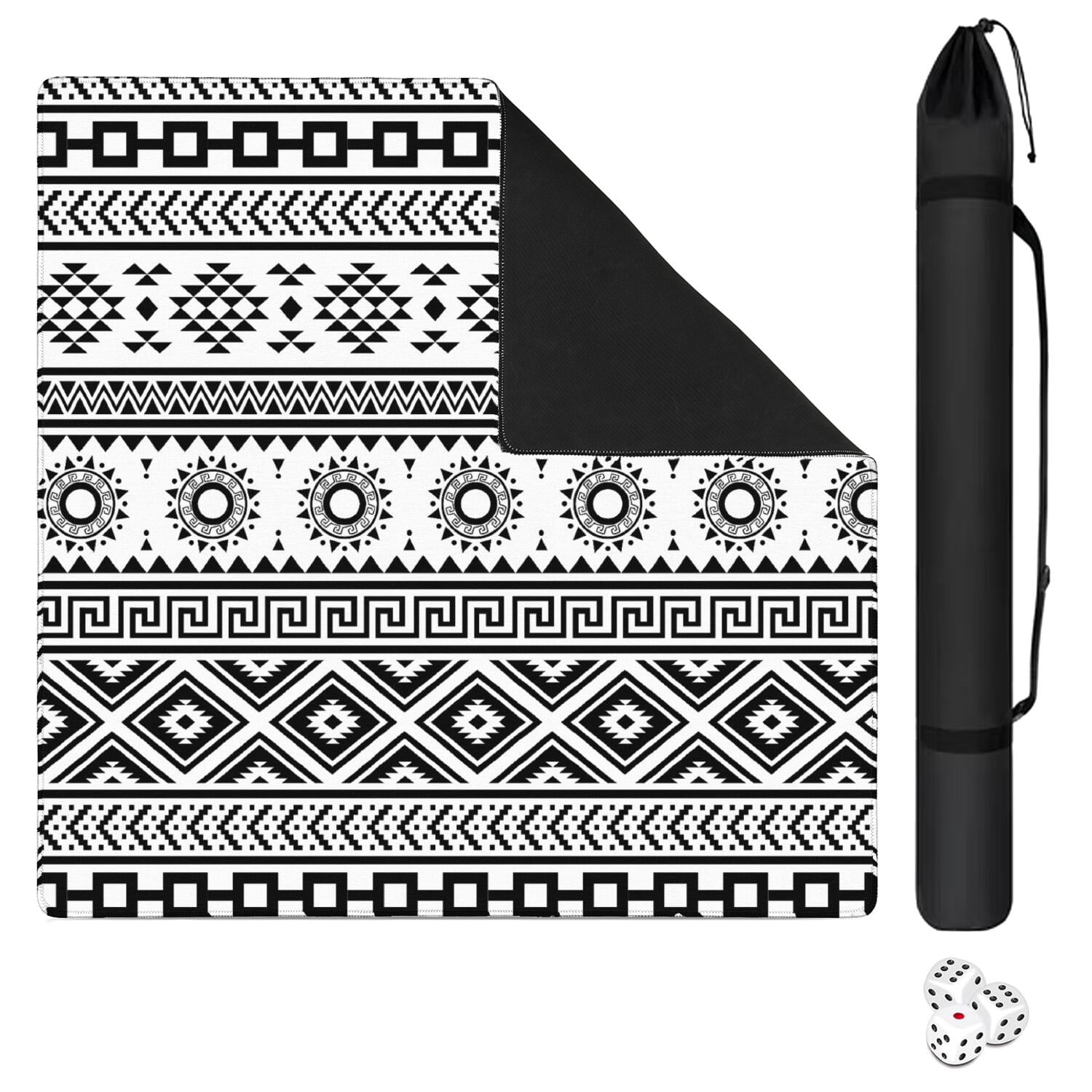 Extra Large Boho Style Anti-Skid Mahjong Mat 31.5 Inch Square Rubber Table Pad with Noise Reduction for Playing Chinese Tiles and Family Entertainment