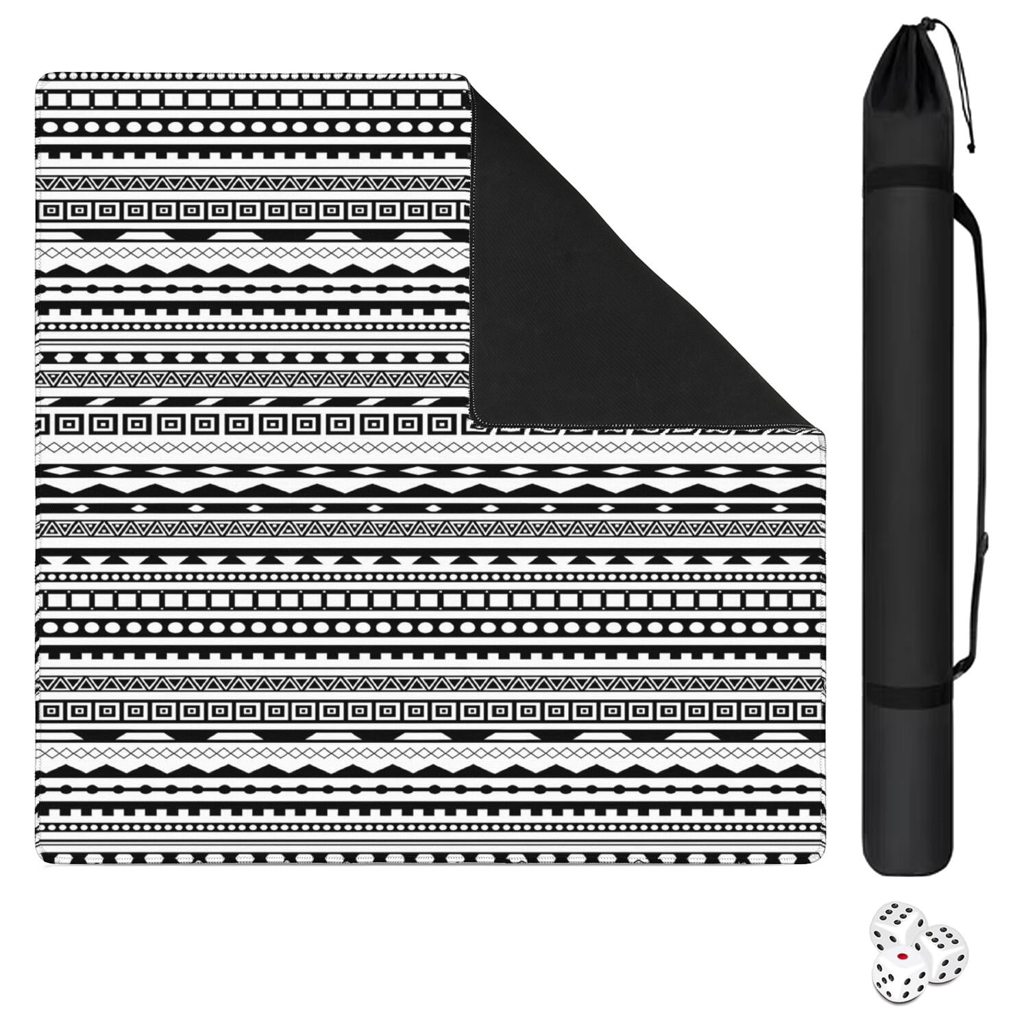 Extra Large Boho Style Mahjong Mat 31.5 Inch Square Rubber Table Cover Features Non-Skid Bottom for Stability and Noise Reduction for Tiles and Cards