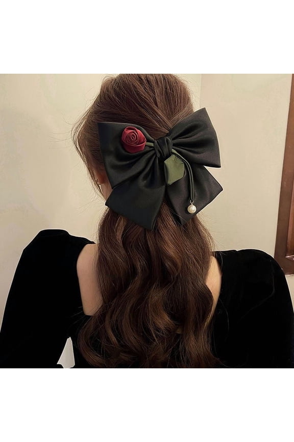 Extra Large Bow Hair Clip, Oversized Bow Spring Clip for Women, Back of Head Hair Accessory for Updos, Ponytails, Special Occasion Hairstyling