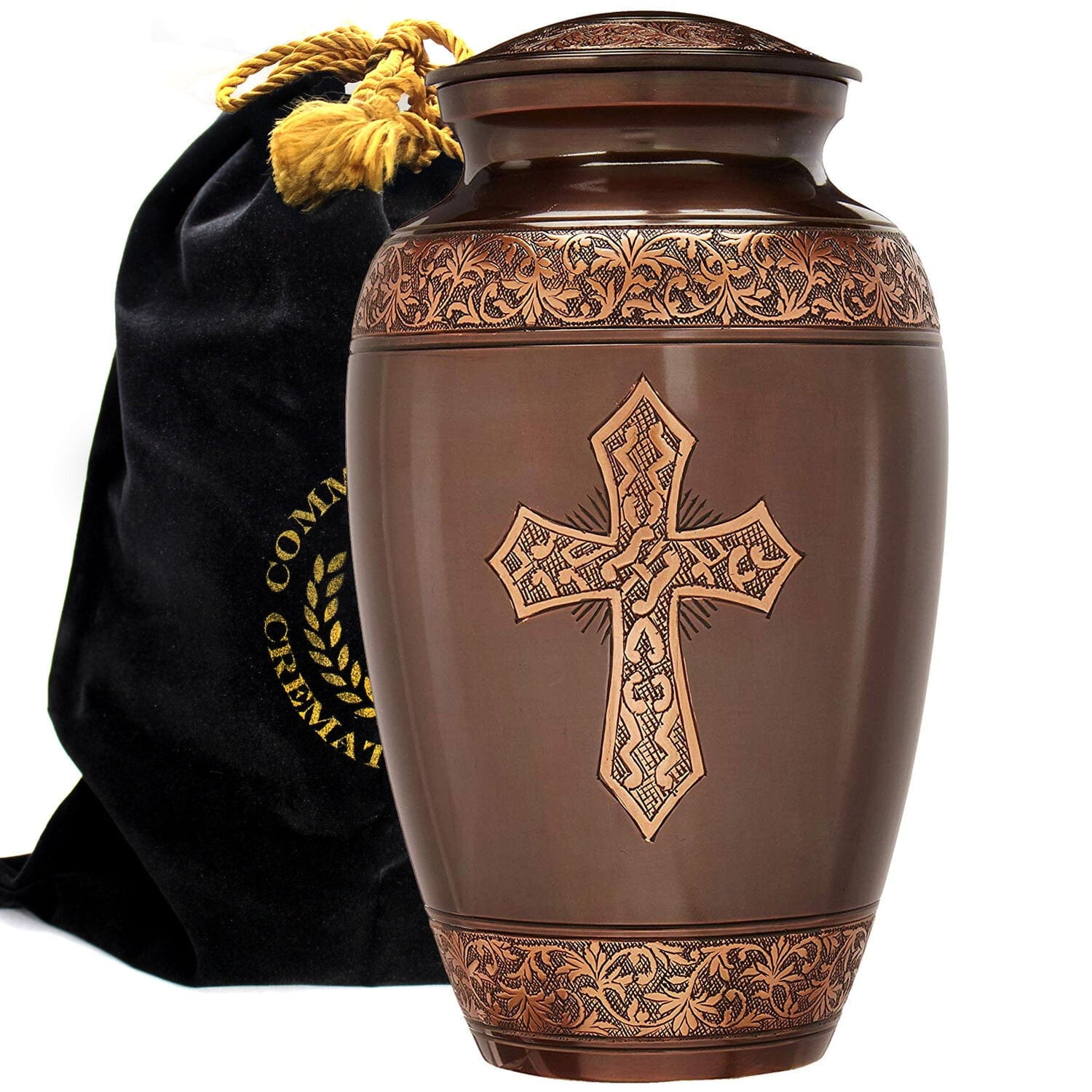 Extra Large Brushed Bronze Religious Cross Keepsake Urn
