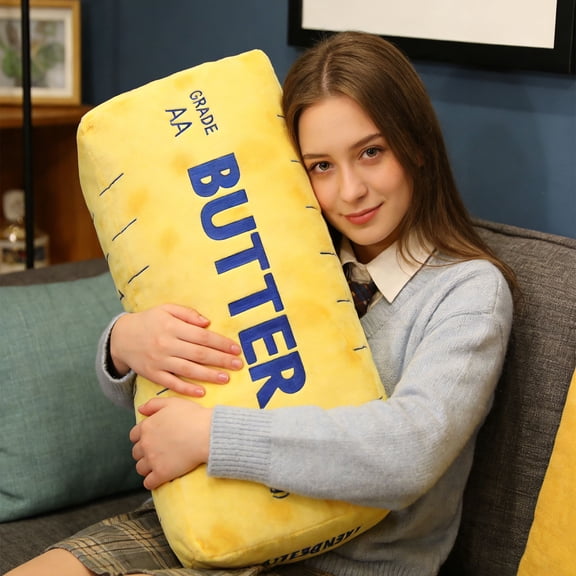Extra Large Butter Plush Pillow Cushion Plush Butter Stuffed Animal Toys - 31 inch Soft Food Plush,Cute Funny Plushie,Adorable Gift for All(Yellow)