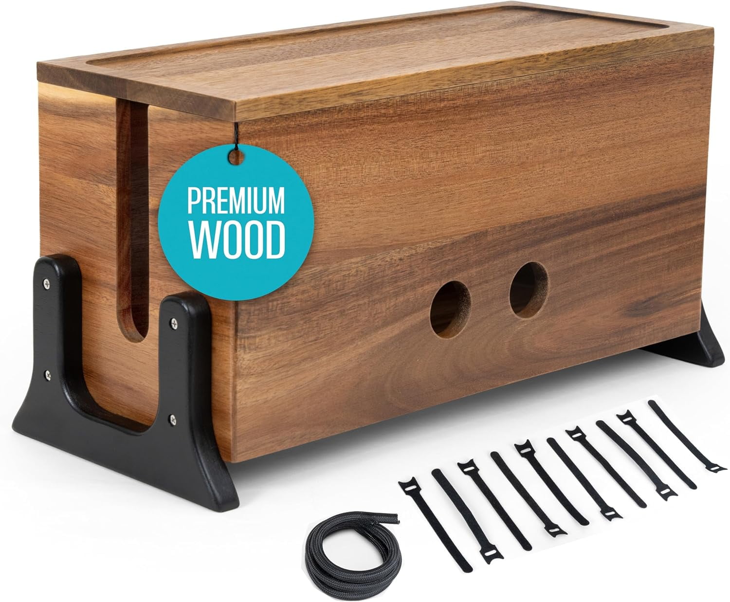 Extra Large Cable Management Box, Wood Cord Hider Box & Organizer for , TV Wires & Desk Cable Storage