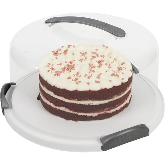Extra Large Cake Carrier/Storage Container With Server - Holds up to 12 Inch 3-Layer Cake, Plate With Lid/Holder With Lid/Cover Clear Dome - Transports Pies or Other Desserts