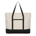 thumbnail image 1 of Extra Large Zippered Canvas Tote Bag, 22 Inch, Organic Cotton - Black, 1 of 6