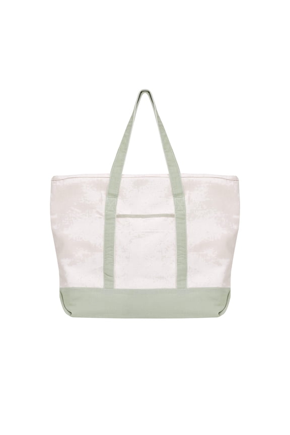Extra Large Zippered Canvas Tote Bag, 22 Inch, Organic Cotton - Sage Green