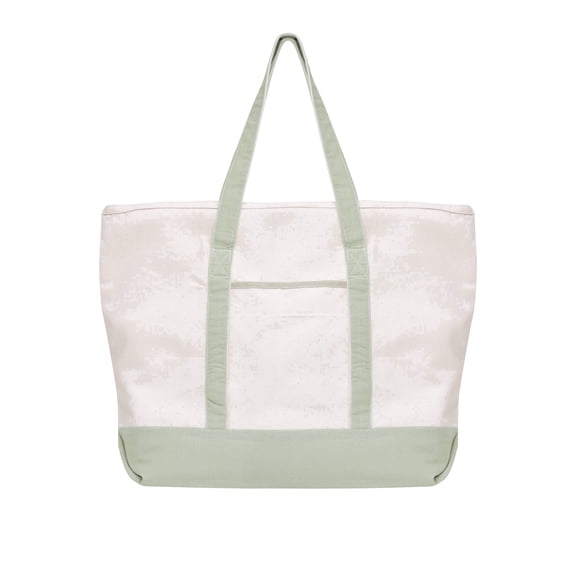 Extra Large Zippered Canvas Tote Bag, 22 Inch, Organic Cotton - Sage Green