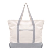 Extra Large Zippered Canvas Tote Bag, 22 Inch, Organic Cotton - Gray