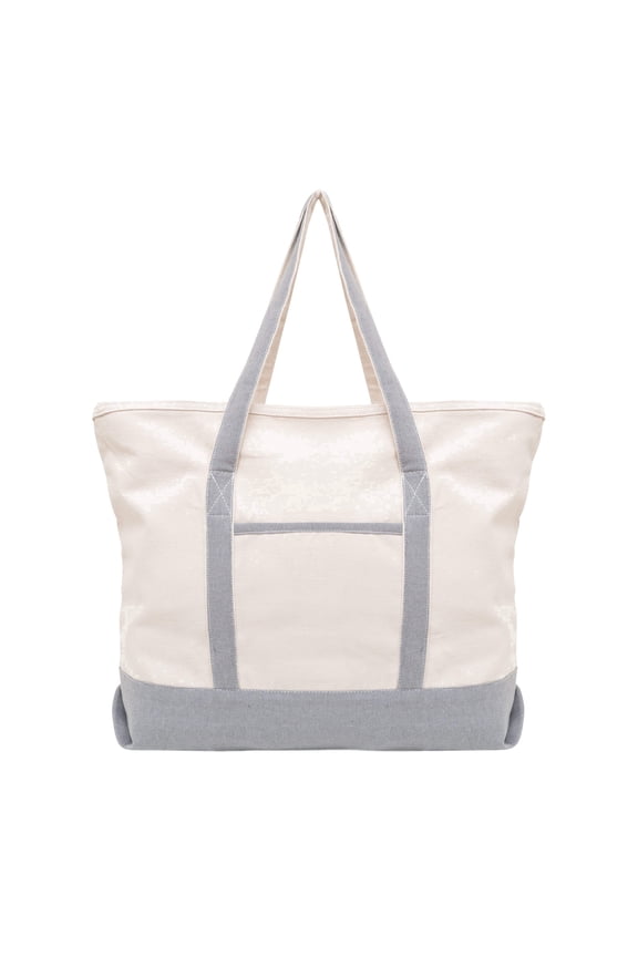Extra Large Zippered Canvas Tote Bag, 22 Inch, Organic Cotton - Gray