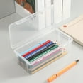thumbnail image 1 of Extra Large Capacity Stackable Translucent Plastic Pencil Box | 2-Pack Clear Storage Organizer for Pens, Pencils, Markers & Office Supplies, 1 of 6