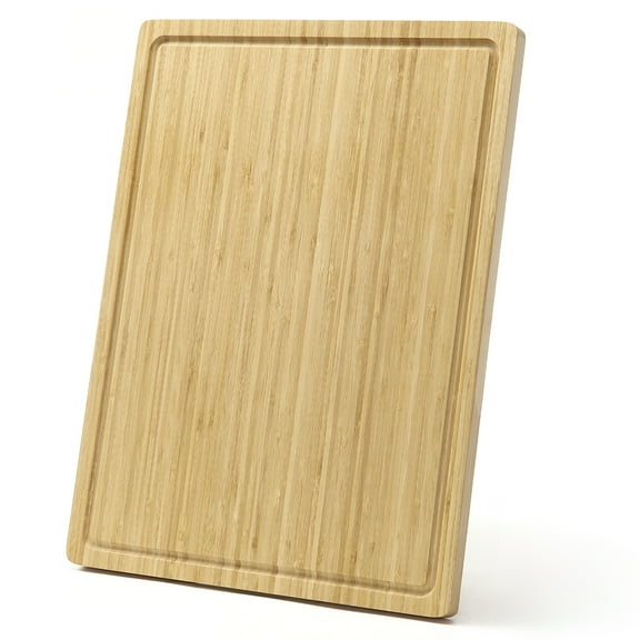 Extra Large Carbonized Bamboo Cutting Board, Deep Juice Groove, Easy-Grip Handles, Durable & Eco-Friendly for Meat, Vegetables, Cheese, Serving Tray, 20*15 in