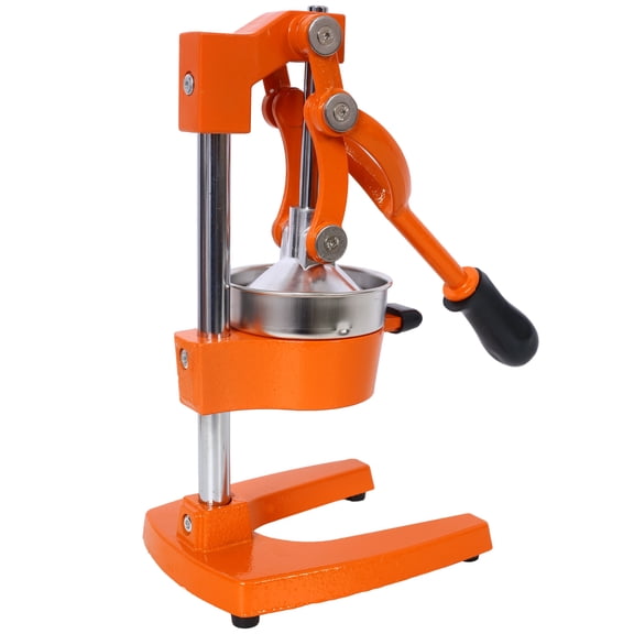 Extra-Large Cast Iron Citrus Juicer, Commercial Manual Hand Press for Fresh Orange Juice, Orange Color Countertop Squeezer
