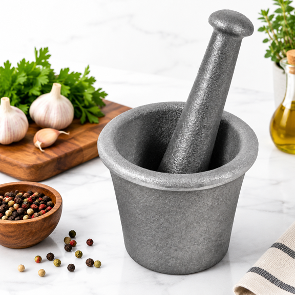 Extra Large Cast Steel Mortar and Pestle Set for Ore Mining, Prospecting, and Grinding
