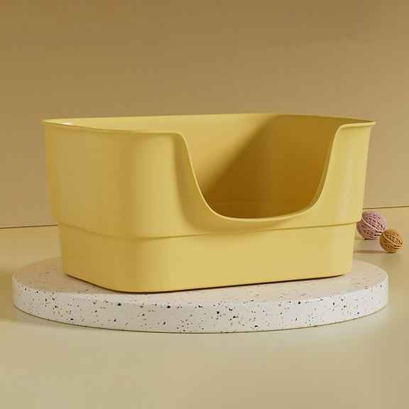 Extra Large Cat Litter Box with High Sides,23.23"×16.34"×8.46",Jumbo Kitty Litter Box with Low Entry,XL Cat Boxes for Indoor Cats,Easy to Clean,Anti-Splashing (Yellow)