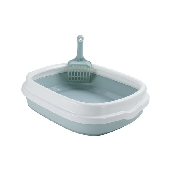 Extra Large Cat Litter Box with High Sides,Cat Boxes for Indoor Cats,Cat Litter Pan for Kitty,Litter Box with Low Entry,Easy to Clean,Anti-Splashing,15.7" x13.2" x4.7" (Blue)