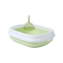 Extra Large Cat Litter Box with High Sides,Cat Boxes for Indoor Cats,Cat Litter Pan for Kitty,Litter Box with Low Entry,Easy to Clean,Anti-Splashing,15.7" x13.2" x4.7" (Green)