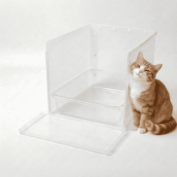 Extra Large Cat Litter Box Splash Guard High-Sided Pee Shield & Privacy Enclosure (23.6" x 15.7" x 15.7") Foldable & Easy to Clean