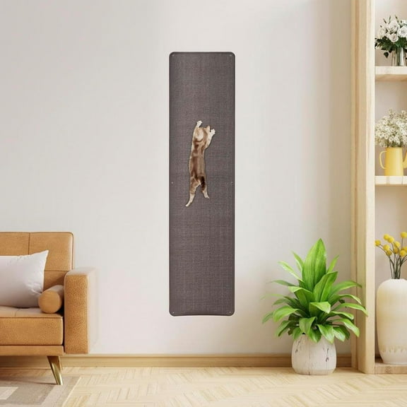 Extra Large Cat Wall Climbing Carpet 67"X16", Tall Cat Scratch Pad with 8 Nails, Door Hanging Sisal Pet Scratcher Mat for Furniture Couch Sofa Protector (Gery)