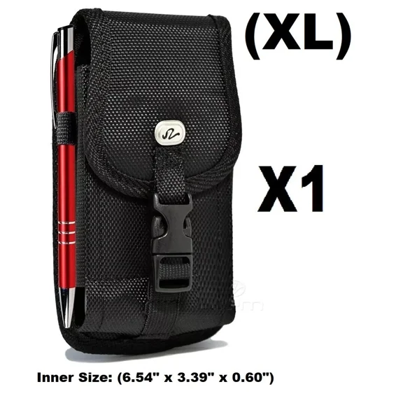 (Extra Large) Cell Phone Vertical Rugged Pouch With Metal Clip Belt Loop Holster