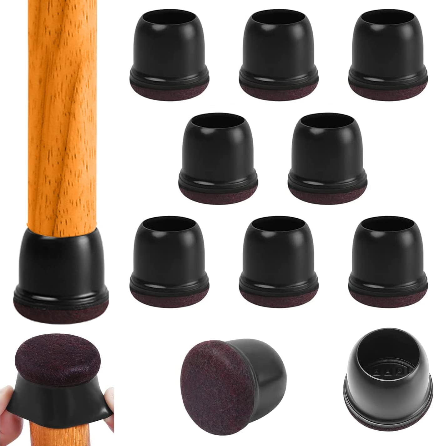 Extra Large Chair Leg Floor Protectors w/Felt, Chair Leg Caps, Chair