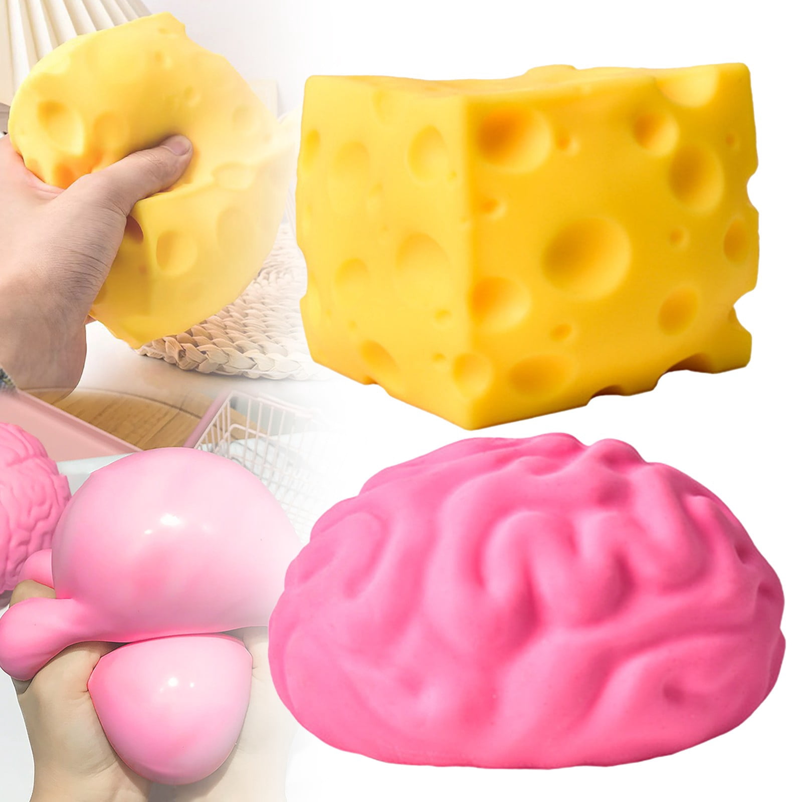 Cheese Squishy Square – Bloque De Queso Anti Estrés De Silicona – Juguete Sensorial Suave Para Niños Y Adultos