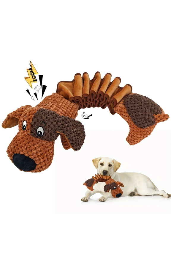 Extra Large Chew-Proof Plush Dog Bone Toy - Heavy-Duty Furry Brown & Black, No Batteries, Interactive Fetch & Tug-of-War for All Sizes & Aggressive Chewers